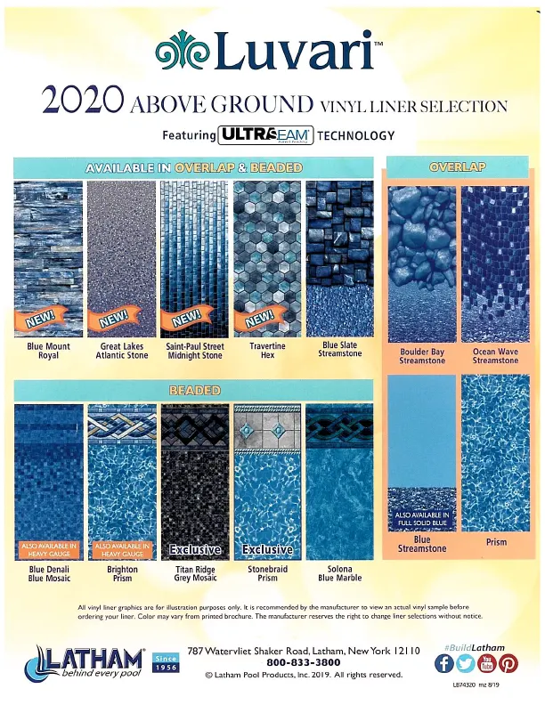 Luvari 2020 Above Ground Vinyl Liner Selection